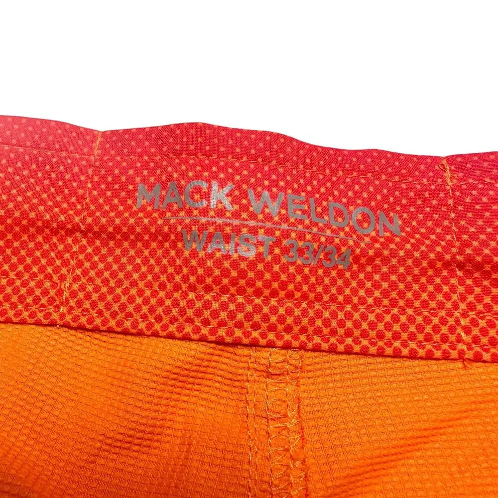 Mack Weldon | Men | Orange Spark Pulse Stripe Beach Swim Board Shorts | Sz 33/34